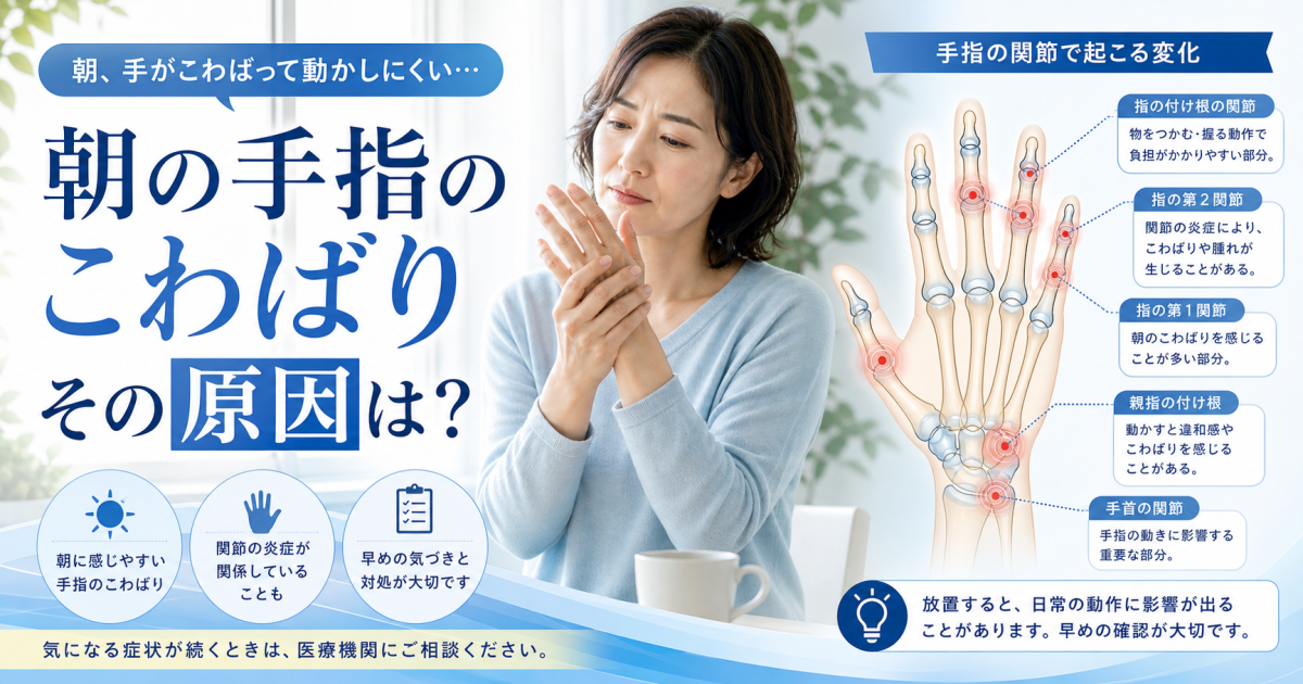 朝の手指のこわばりが続く原因とは？リウマチや更年期との違いを解説