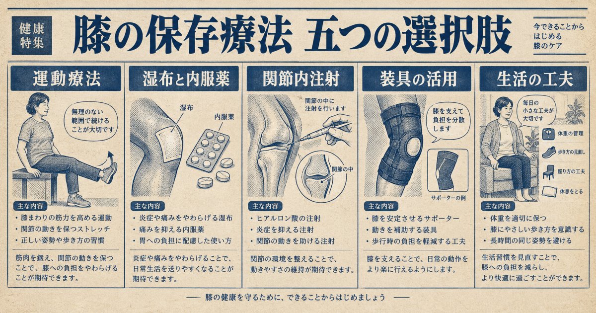 60代・70代の膝痛で選べる手術以外の5つの治療と役割の違い
